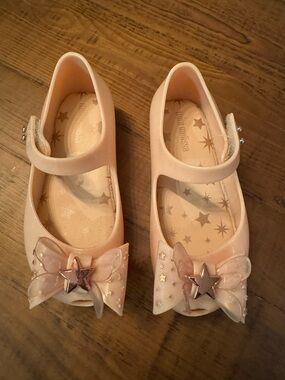 Mini Melissa Pink Jelly Mary Jane Shoes with Star Bow